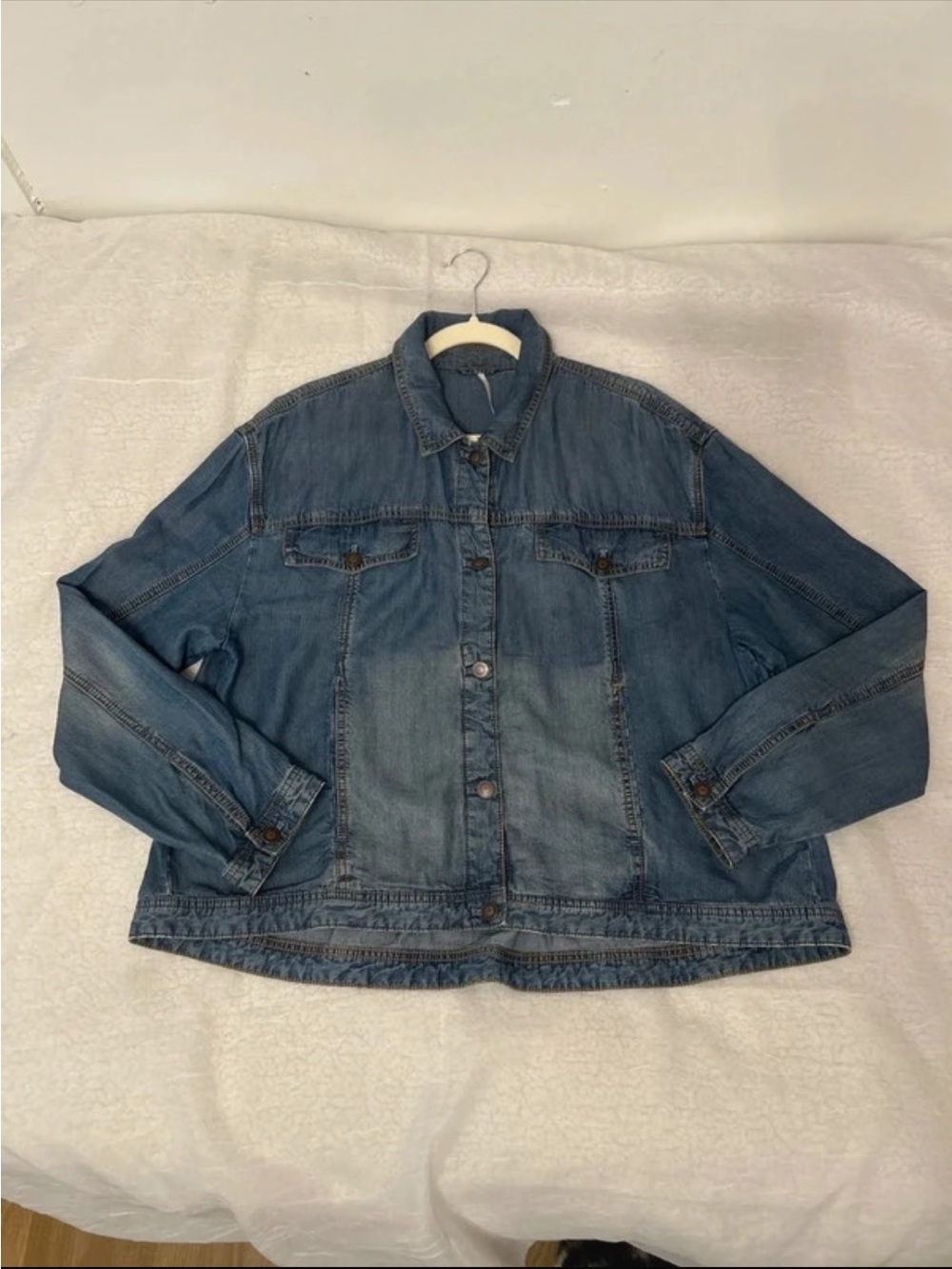 Free People Blue Denim Shirt Jacket